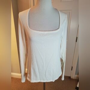 Old Navy Ivory Square Neck Long Sleeve Top